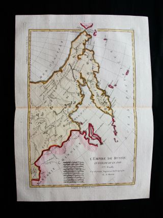 1789 Bonne - Rare Map Of Empire Of Russia (east Map) Siberia,  Kamchatka,  Ayon.