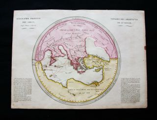 1810 Lapie - The Primitive Geography,  Journey Of Argonauts,  World Map,  Globe