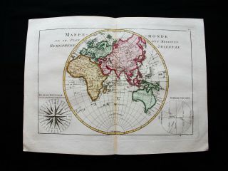 1789 Bonne - Rare World Map,  Globe,  Eastern Hemisphere,  Australia,  Asia,  Africa