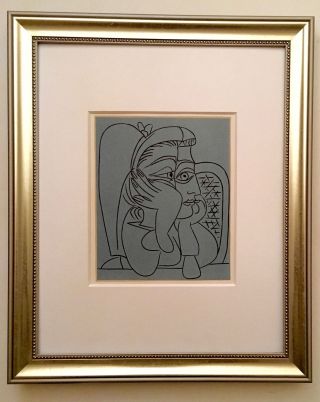 Pablo Picasso 1962 Bacchanals Linocut " Female Head/supporting Arms " Limit Ed