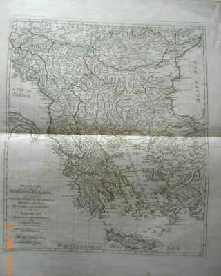 Turkey In Europe Ii Map Valakia,  Croatia,  Bosnia Albania Serbia Dunn 1786 Rare