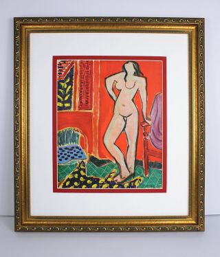 Stunning 1948 Henri Matisse Antique Print " Nue Debout " Signed Gallery Framed