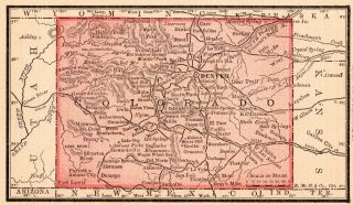 1888 Antique Colorado Map Miniature Vintage Map Of Colorado State Map 5799