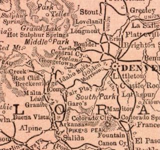 1888 Antique COLORADO Map MINIATURE Vintage Map of Colorado State Map 5799 2