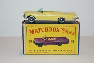 Matchbox Lesney 39b Pontiac Convertible Yellow 9x20 Spw Tan Interior