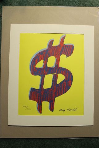 Andy Warhol Dollar Sign Yellow Grano Lithograph Limited edition 1248/3000 2