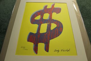 Andy Warhol Dollar Sign Yellow Grano Lithograph Limited edition 1248/3000 3