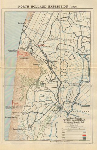 Map/battle Plan North Holland 1799 Petten To Alkmaar British French & Russian