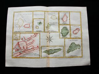 1789 Bonne - Rare Map: Resolution Islands,  Zealand,  Easter Isl.  Dusky Sound