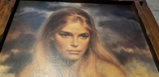 1970 ' s Joseph Wallace King Vinciata movement Girl of Valdarno print in deco RARE 2