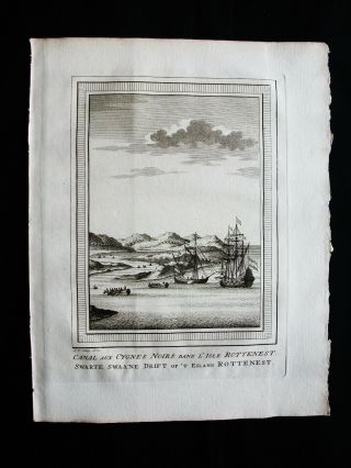 1747 Bellin & Schley - Australia,  Oceania Rare View: Isle Rottnest,  Black Cygnus