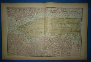 Vintage 1891 York City Map Old Antique Atlas Map