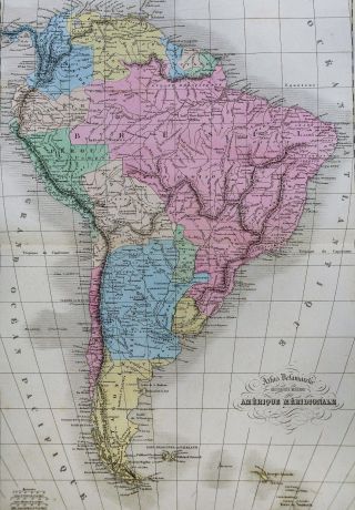 1858 Delamarche Map - South America - Brazil Argentina Chili Peru Colombia Rio 2