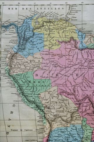 1858 Delamarche Map - South America - Brazil Argentina Chili Peru Colombia Rio 3