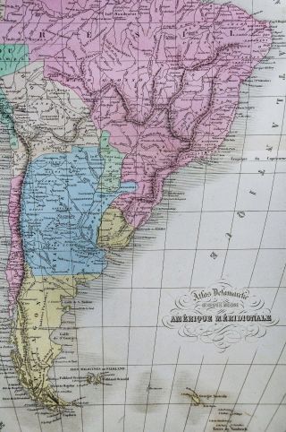 1858 Delamarche Map - South America - Brazil Argentina Chili Peru Colombia Rio 4