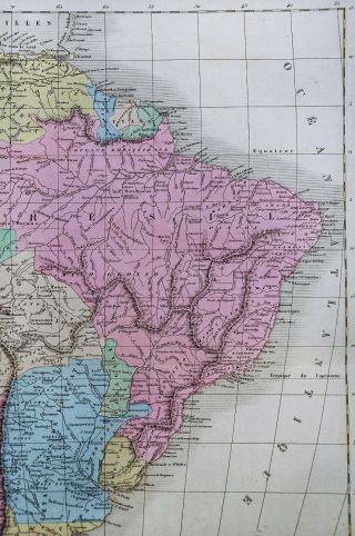 1858 Delamarche Map - South America - Brazil Argentina Chili Peru Colombia Rio 5