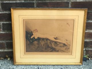 Louis Icart Etching ART DECO NUDE RED SHOES 11