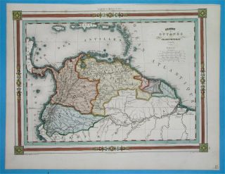 1848 Map South America Colombia Ecuador Panama Venezuela Bogota Quito