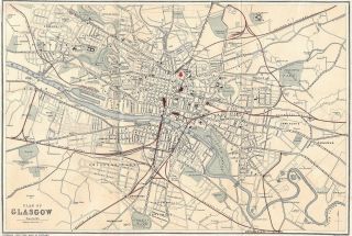 Street Plan Of Glasgow Antique Print 1885 By J.  Bartholomew Edin.