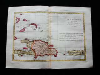 1789 Bonne - Rare Map Of Central America,  Puerto Rico,  Santo Domingo,  Hahiti.