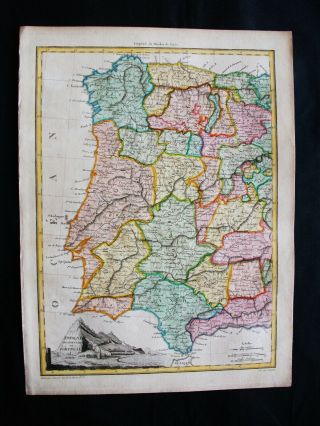 1810 Lapie - Rare Map Of Western Spain,  Portugal,  Porto,  Lisbon Gibraltar Malaga