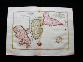 1789 Bonne - Rare Map Of Central America,  Caribbean,  Guadeloupe,  Martinique.
