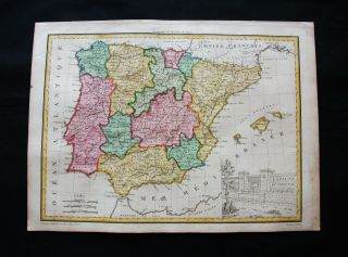 1810 Lapie - Rare Map Of Spain,  Portugal,  Balearic Isles,  Ibiza,  Minorca Majorca