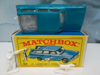 Matchbox/ Lesney 42b Studebaker Lark Blue / Sliding Rear Roof Bare Metal Boxed