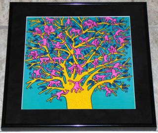 Keith Haring Tree Of Monkeys 1984 Framed Vintage Poster Print Pop Art