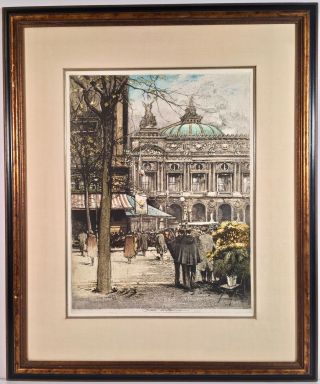 Listed Artist Robert Kasimir (1914 - 2002) Pencil Signed Etching Paris Opera House