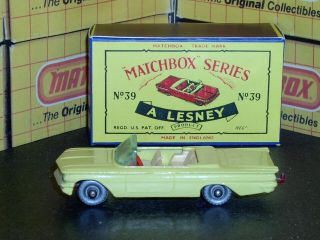 Matchbox Lesney Pontiac Convertible 39 b3 SPW yellow crimson SC7 NM crafted box 3