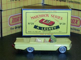 Matchbox Lesney Pontiac Convertible 39 b3 SPW yellow crimson SC7 NM crafted box 4