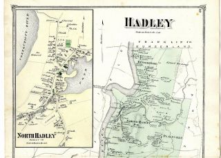 1873 Hadley Map,  From Atlas Of Hampshire County,  Massachusetts -