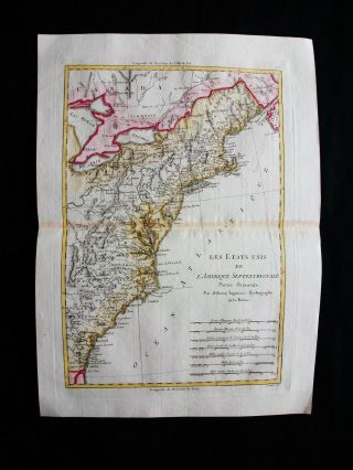 1789 Bonne - Rare Map: North America,  United States,  Usa,  North & South Carolina
