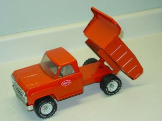 Vintage Tonka Orange Dump Truck,  Pressed Steel Toy 7