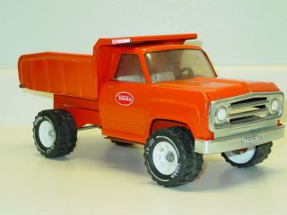Vintage Tonka Orange Dump Truck,  Pressed Steel Toy 8