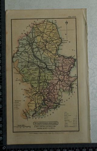 1808 Antique Hand Coloured Capper Map Of Staffordshire