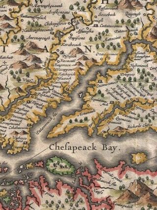 1630s “Map of the Virginia Colonies” Vintage Style Chesapeake Bay Map - 20x28 2