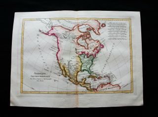 1789 Bonne - Rare Map Of North America,  United States,  Mexico,  Canada,  Caribbean