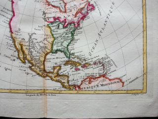 1789 BONNE - rare map of NORTH AMERICA,  UNITED STATES,  MEXICO,  CANADA,  CARIBBEAN 4