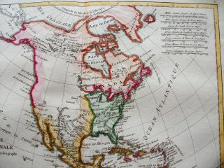 1789 BONNE - rare map of NORTH AMERICA,  UNITED STATES,  MEXICO,  CANADA,  CARIBBEAN 5