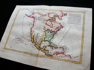 1789 BONNE - rare map of NORTH AMERICA,  UNITED STATES,  MEXICO,  CANADA,  CARIBBEAN 7