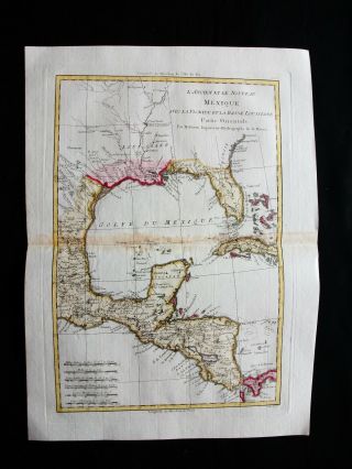 1789 Bonne - Rare Map Of Central America,  Usa,  Mexico,  Florida,  Caribbean,  Miami