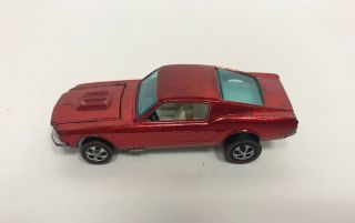 1968 Hot Wheels Redline Custom Mustang Red / White Interior