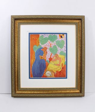 Framed 1938 Henri Matisse Antique Print " Sitting In The Sun Parlor " Signed