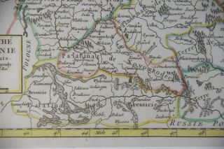 1749 Didier Robert de Vaugondy Map of Lithuania Hand Colored Framed 4