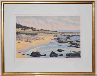 Listed American Artist Gordon Mortensen,  Signed Color Woodcut Print