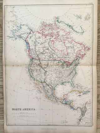 1859 North America Hand Coloured Antique Map By W.  G.  Blackie
