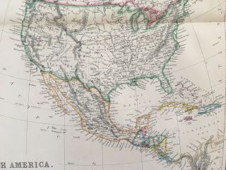 1859 NORTH AMERICA HAND COLOURED ANTIQUE MAP BY W.  G.  BLACKIE 3