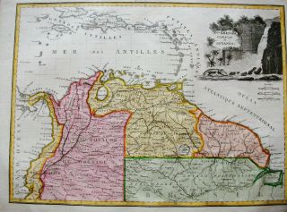 1810 LAPIE - rare map of SOUTH AMERICA,  CARACAS,  VENEZUELA,  GUYANA,  COLOMBIA. 2